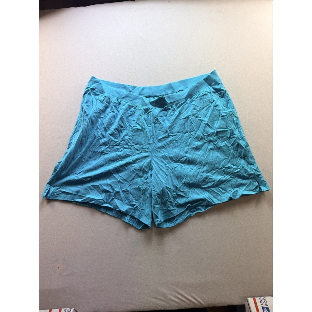 Just My Size Pull On Shorts Womens 5XL Turquoise Good Crinkle Cotton Elastic